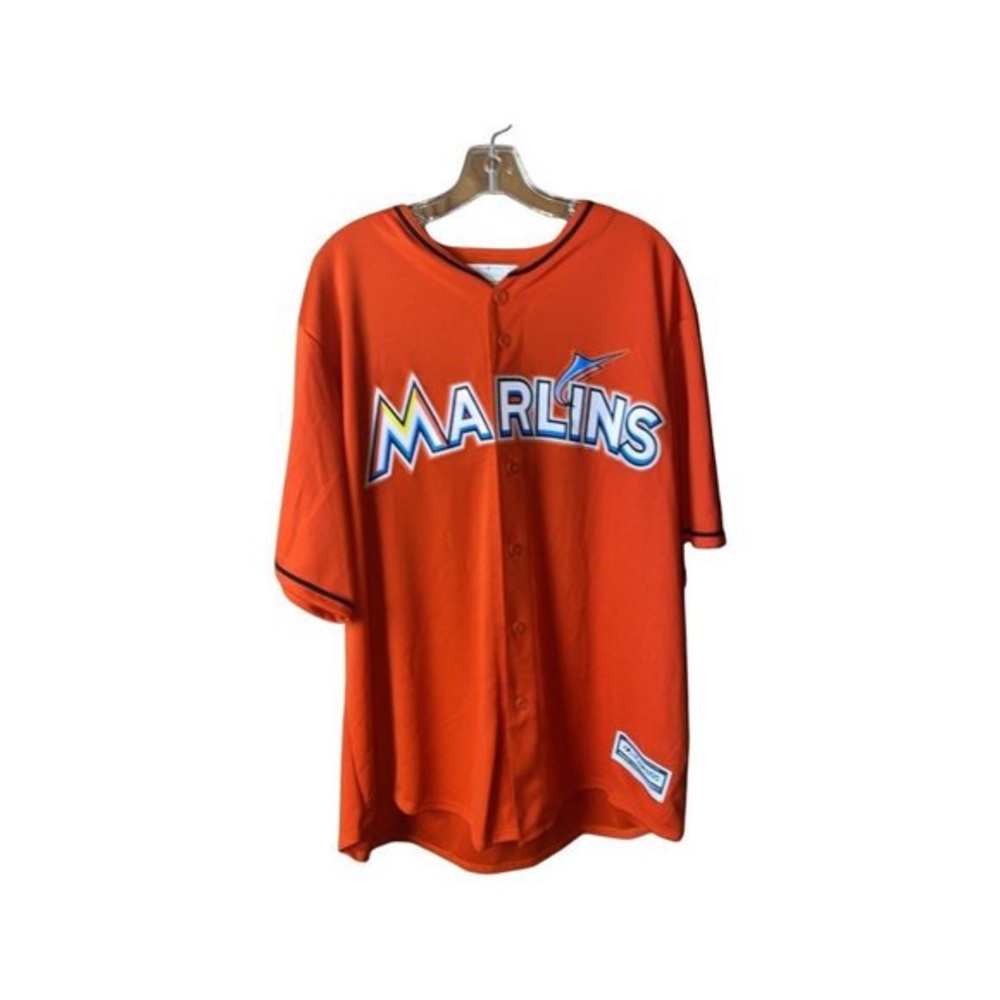 Miami Marlins Majestic Orange Silver Giancarlo Stanton Jersey Mens #27